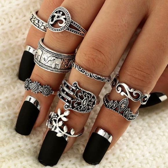 3/$30 Silver Boho Ring Set - Picture 2 of 6